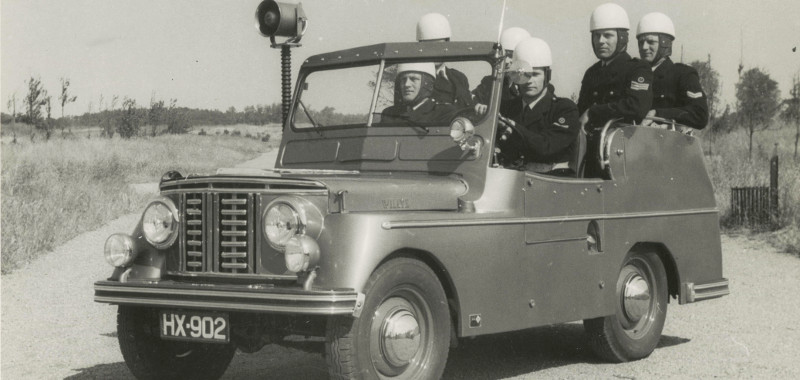 1950, proefmodel van de politiejeep W.K.S. | Foto: Politie 1950, proefmodel van de politiejeep W.K.S. | Foto: Politie