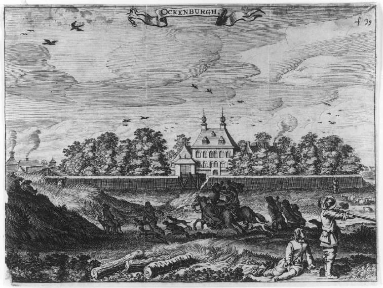 Gezicht op het buitenverblijf Ockenburgh van Jacob Westerbaen, 1650-1660, maker: Adriaen Matham