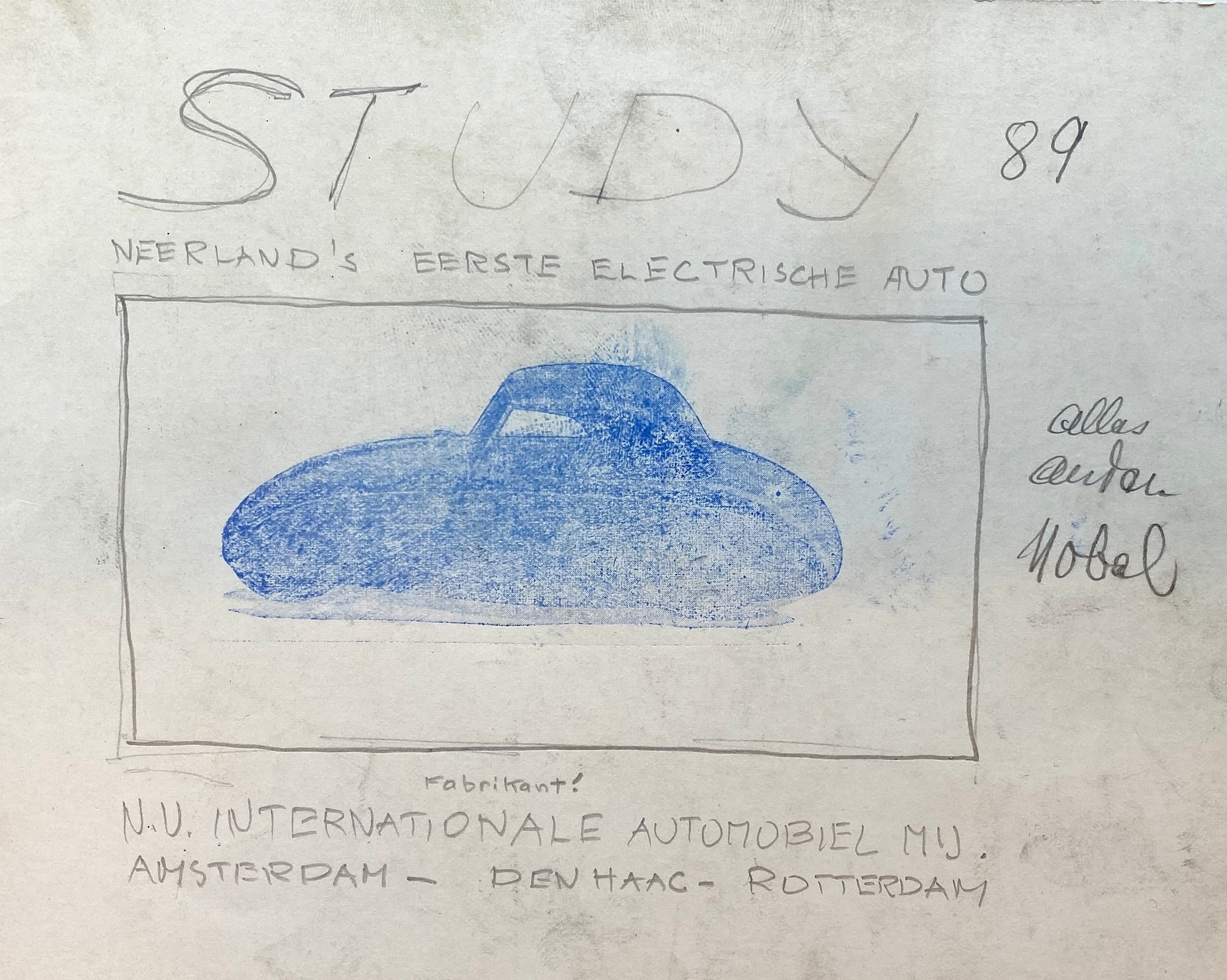 Oorspronkelijke ontwerptekening reclamemateriaal "Study"