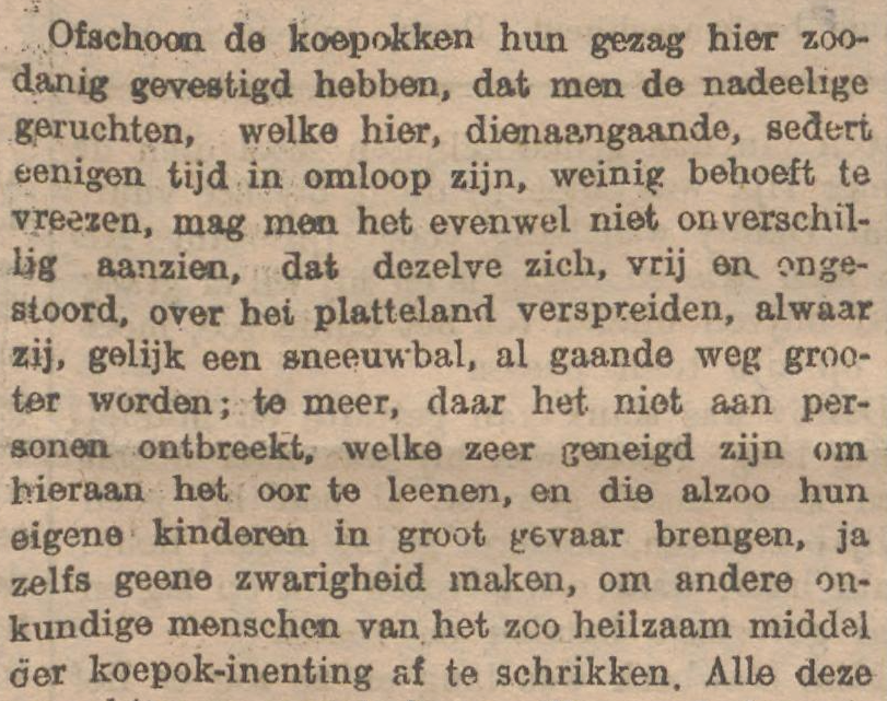 Getuigenis in krant ter bevordering van koepokkenvaccinatie. Het Vaderland, 1903