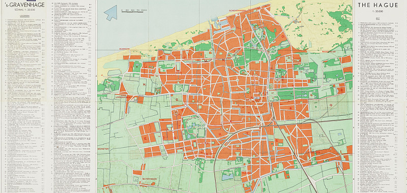 1957, plattegrond 's-Gravenhage in kleur 1957, plattegrond 's-Gravenhage in kleur