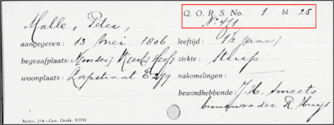 Zoekinstructie begraven 1806 1811